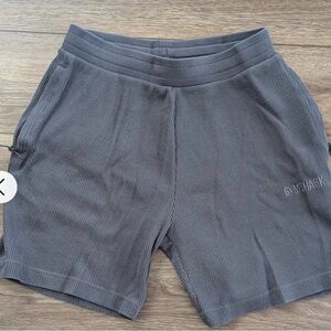 Gymshark Men's Dark Grey Shorts, Waffle Print, Medium